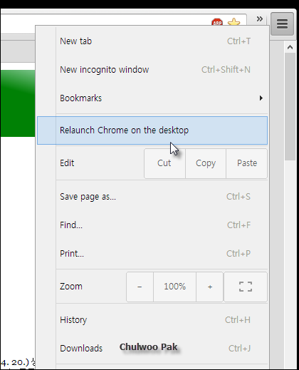 Relaunch Chrome on the desktop