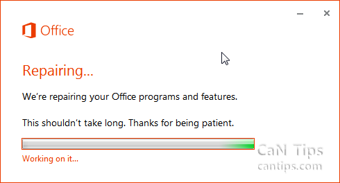 Office 2013: Repairing...