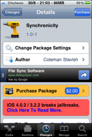 Synchronicity on Cydia