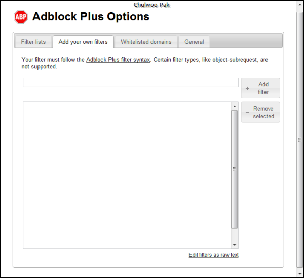 Adblock Plus Options