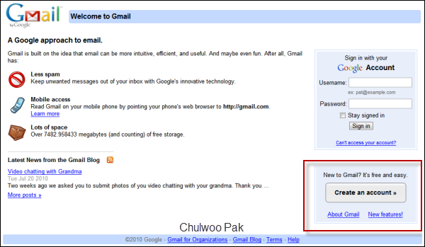 Gmail: Create an account