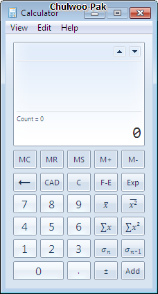 Windows 7 계산기 통계용