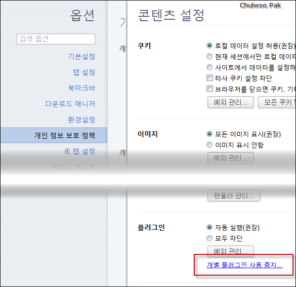 크롬플러스 옵션