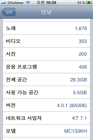 iOS 4.0.1 on iPhone 3GS