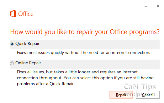 Office 2013: Repair