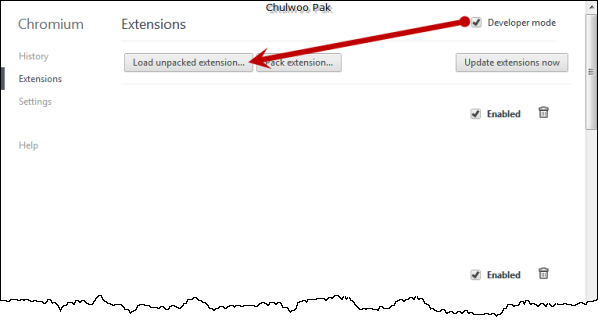 Chromium Extensions 페이지